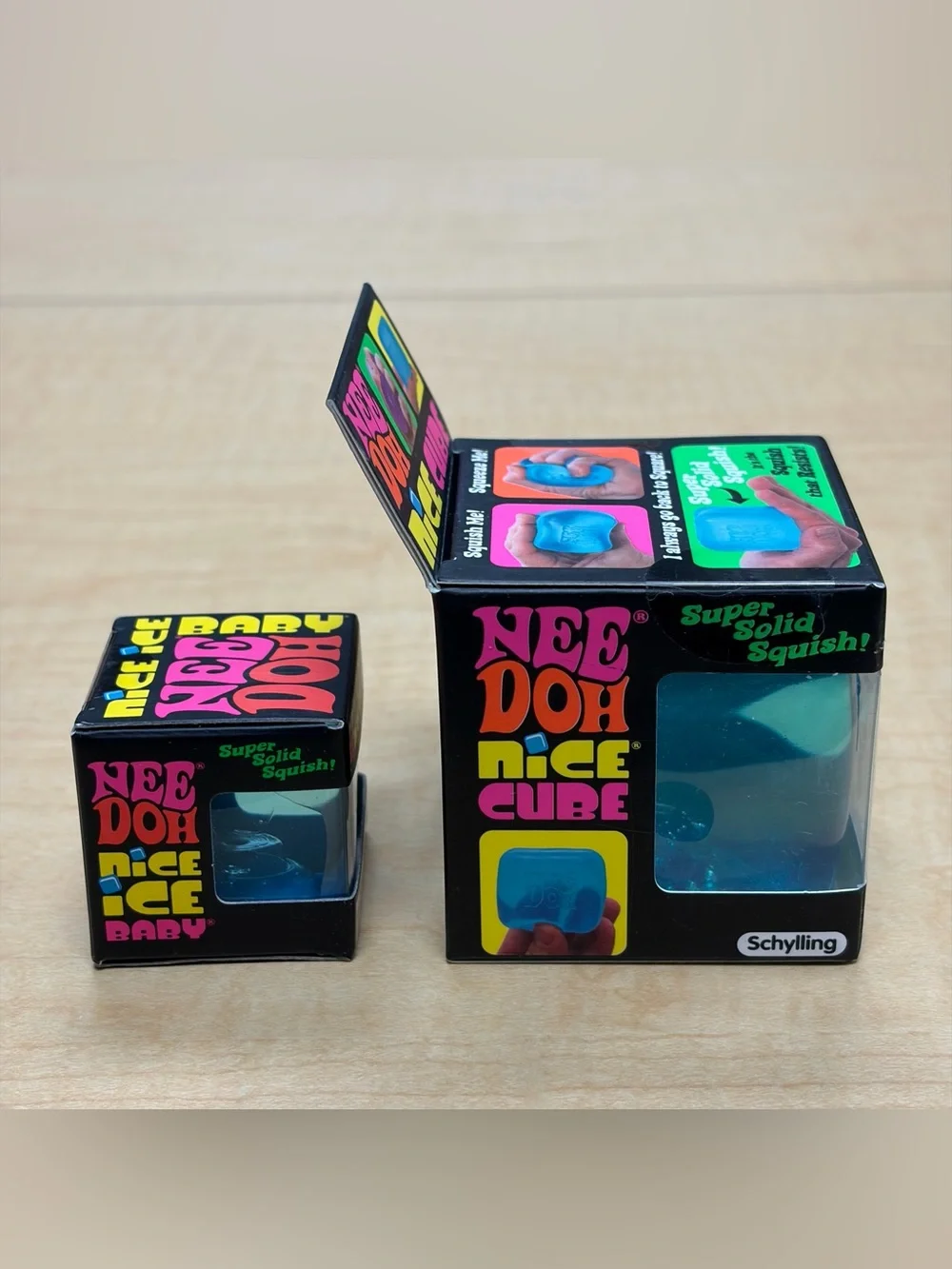 Lot of 2: Blue Needoh Nice Cube Super Solid Squish! Needoh Nice Ice Baby New